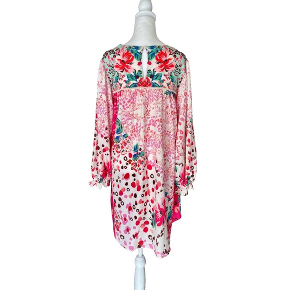 Umgee Babydoll Mixed Print Dress Sz M Pink Boho Feminine Artsy Vintage Inspired - Picture 9 of 15